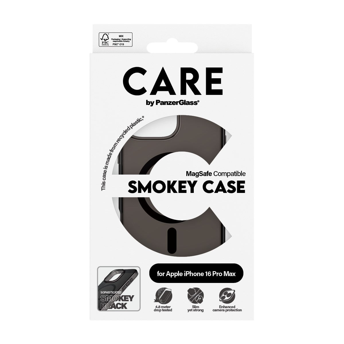 CARE by PanzerGlass® Urban Combat Case Smokey m. Sort MagSafe iPhone 16 Pro Max